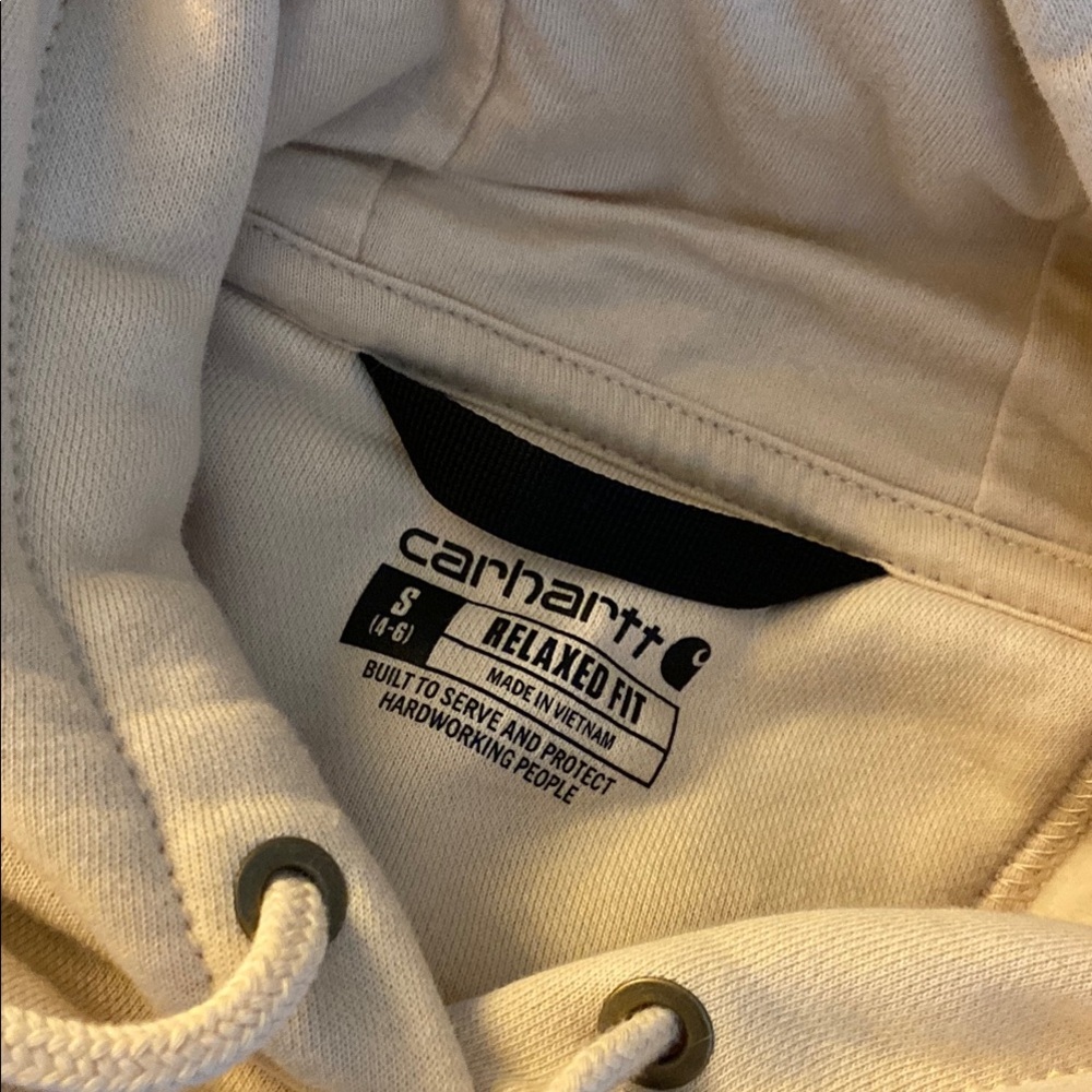 Carhartt Cream Hoodie Sweatshirt Soft Cotton - Picture 3 of 3